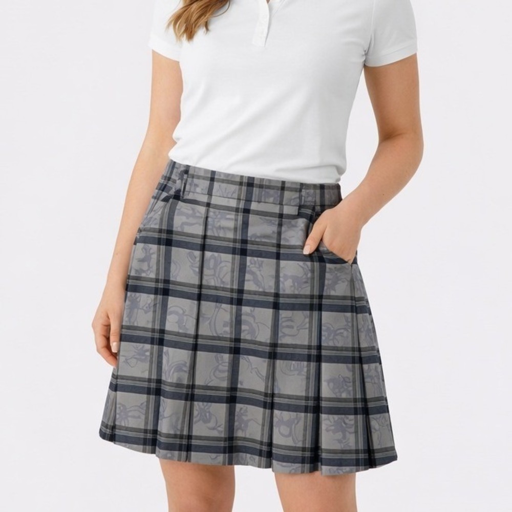 Nike Golf Women's Plaid Skort Grey Blue‎ Check Performance Skirt Size 10